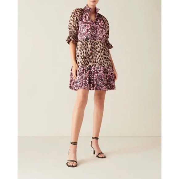 FIGUE Halima Dress Floral Paisley Blackberry Leopard Dress Purple Boho Small - Picture 1 of 14